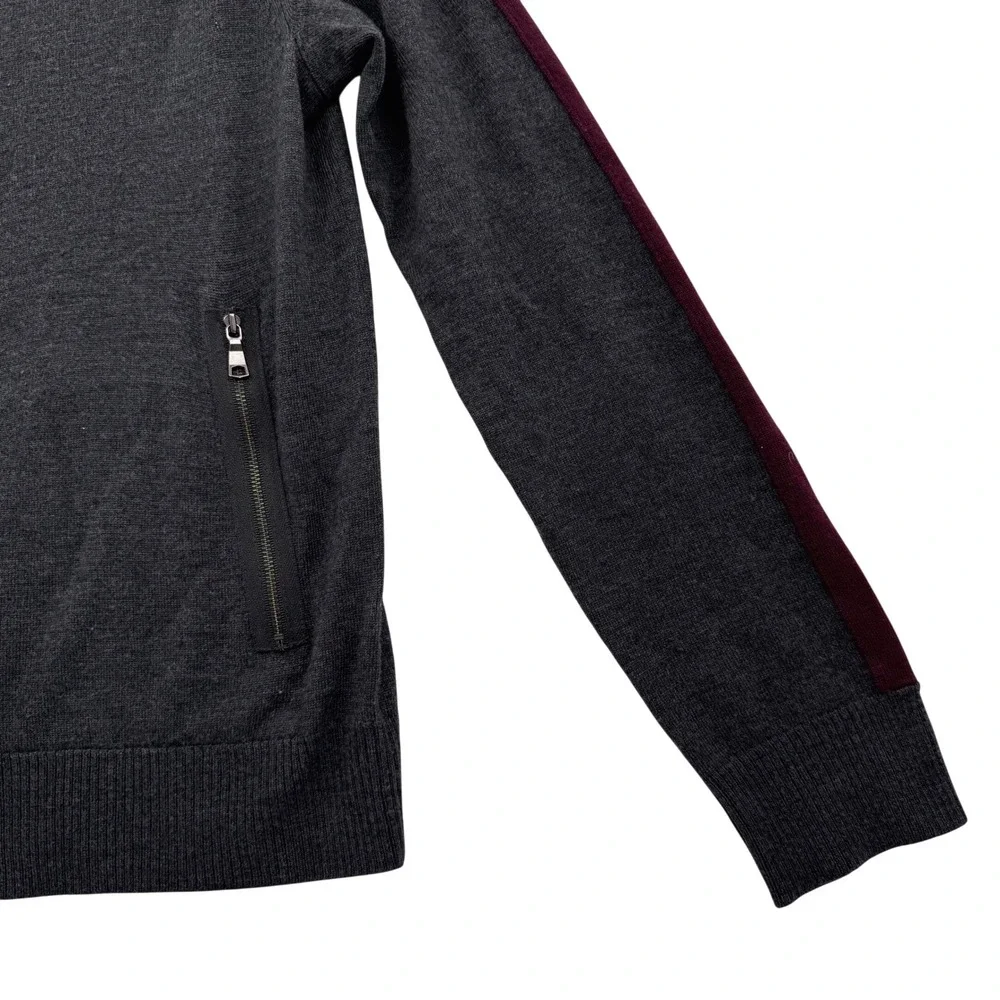 Vintage Banana Republic‎ Mens Cardigan Sweater Small Zip Up Gray Merino Wool - Picture 4 of 10